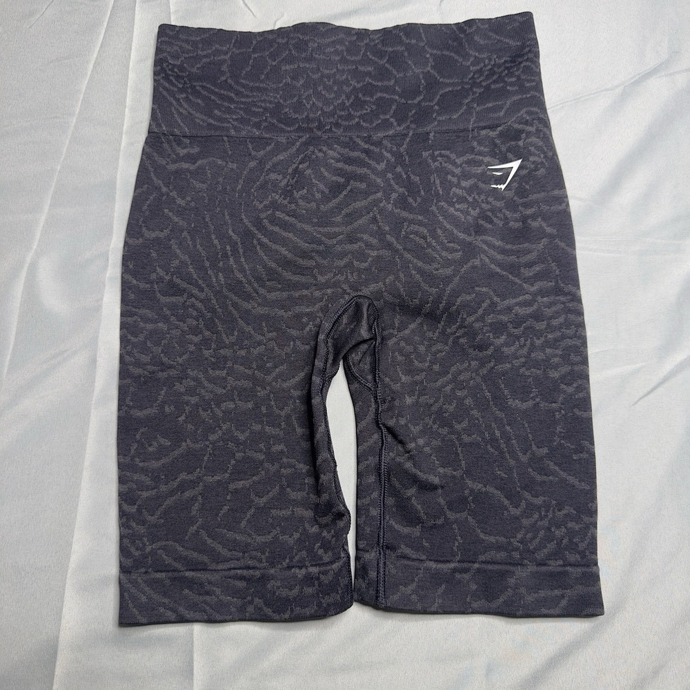 Gymshark Compression Biker Shorts Adapt Animal Print Black High Waist Yoga Ruche